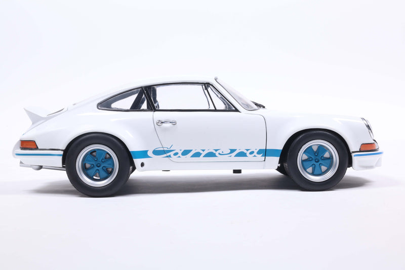 Laad de afbeelding in de Gallery-viewer, Porsche 911 RSR WIT / BLAUWE CARRERA-STREPEN 1973 SOLIDO 1:18
