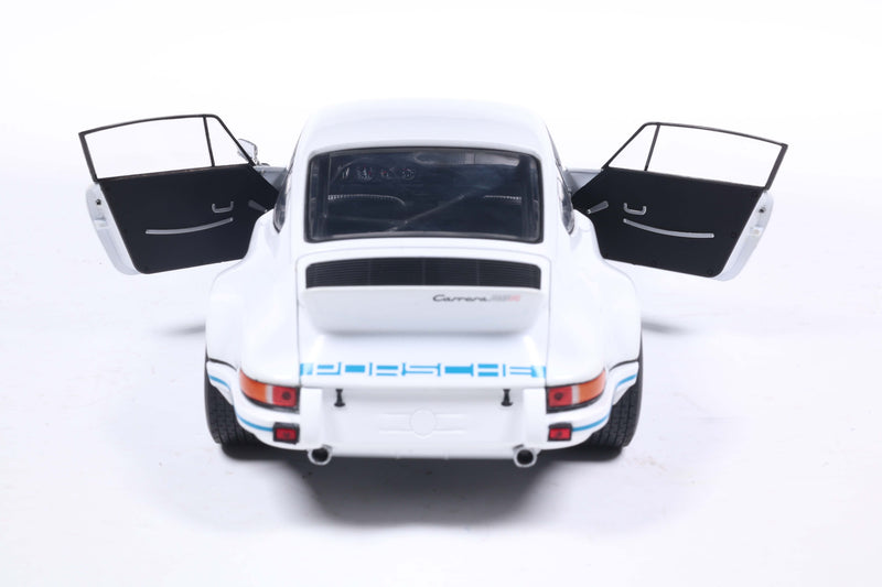 Laad de afbeelding in de Gallery-viewer, Porsche 911 RSR WIT / BLAUWE CARRERA-STREPEN 1973 SOLIDO 1:18
