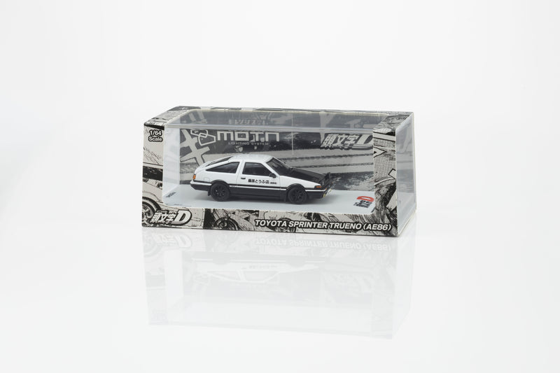 Laad de afbeelding in de Gallery-viewer, TOYOTA SPRINTER INITIAL D MET LED 1995  + MOTN LED-VOETSYSTEEM ZWART 2025 KYOSHO 1:64
