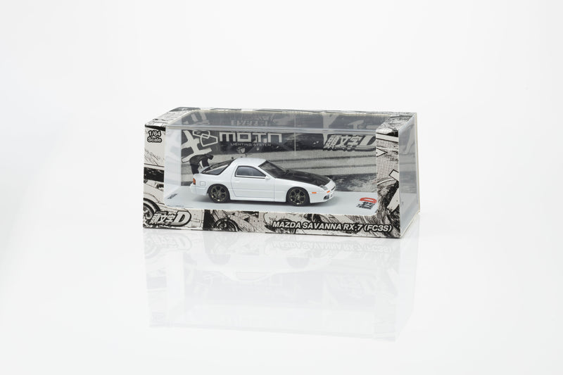 Load image into Gallery viewer, MAZDA SAVANNA RX-7 (FC) INITIAL D WITH LED 1995 + MOTN LED BASE SYSTEM BLACK 2025 KYOSHO 1:64
