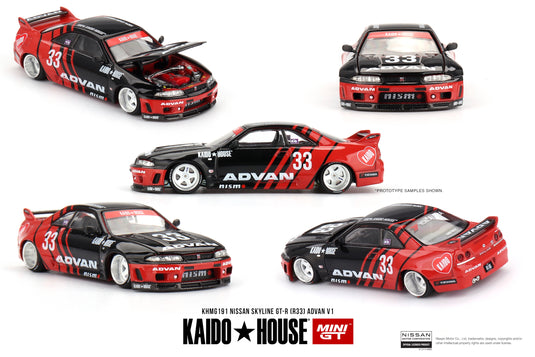 Nissan Skyline GT-R (R33) ADVAN KAIDO*HOUSE MINI GT 1:64