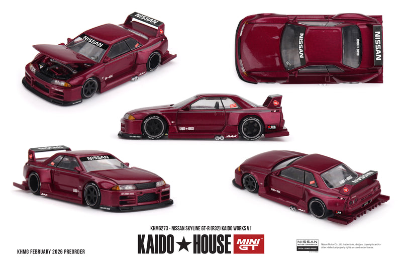 Laad de afbeelding in de Gallery-viewer, Nissan SKYLINE GTR (R32) KAIDO WORKS V1 1989 MINI GT 1:64
