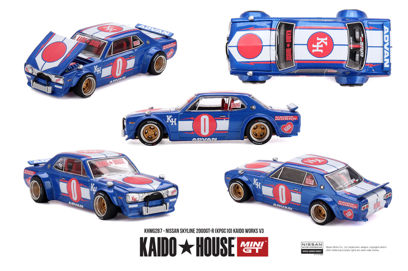 Laad de afbeelding in de Gallery-viewer, NISSAN SKYLINE GT-R (KPGC10) KAIDO WORKS V3 1969 MINI GT 1:64
