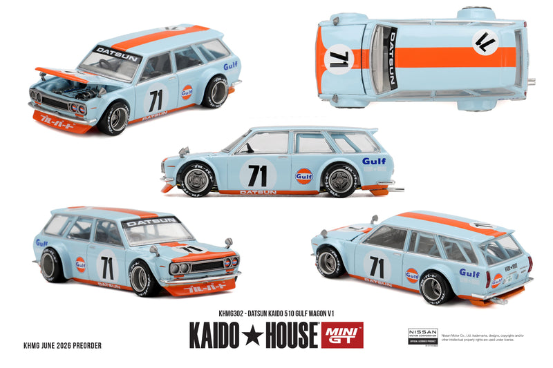 Chargez l'image dans la visionneuse de la galerie, DATSUN 510 GULF BREAK V1 1969 MINI GT 1:64
