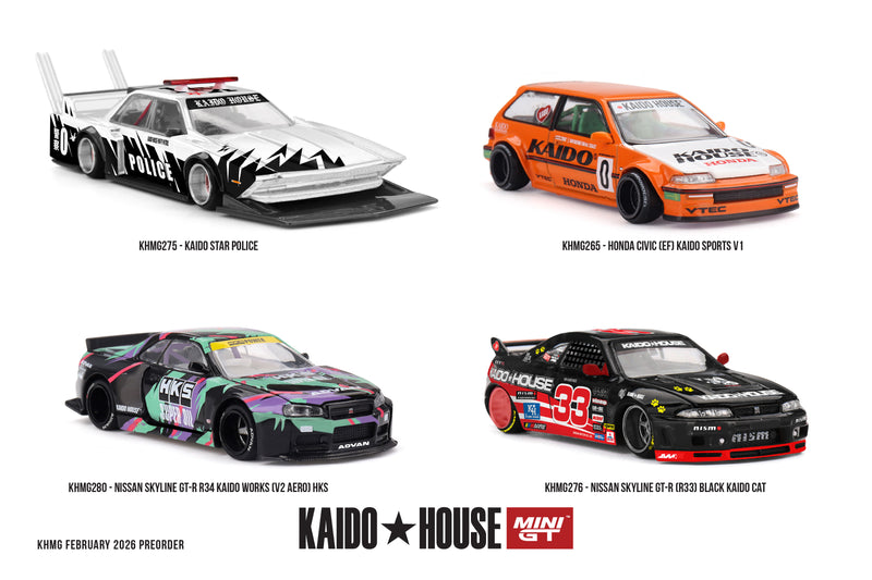 Laad de afbeelding in de Gallery-viewer, HONDA CIVIC (EF) KAIDO SPORTS V1 1987 MINI GT 1:64
