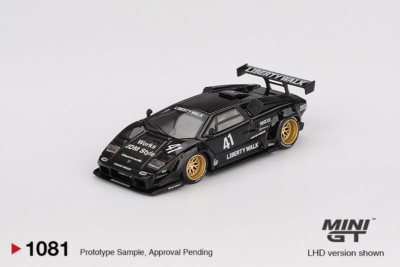 Laad de afbeelding in de Gallery-viewer, Lamborghini COUNTACH LB- WORKS ZWART 2024 MINI GT 1:64
