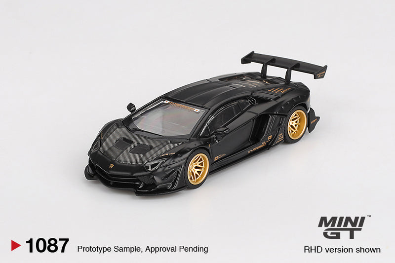 Laad de afbeelding in de Gallery-viewer, Lamborghini AVENTADOR LB- WORKS LIMITED EDITION MAT ZWART 2025 MINI GT 1:64
