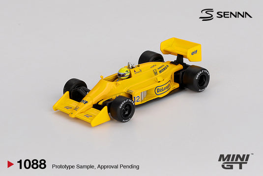 Lotus 99T #12 Ayrton Senna 1987 Vainqueur du Grand Prix de Monaco (LHD) MINI GT 1:64