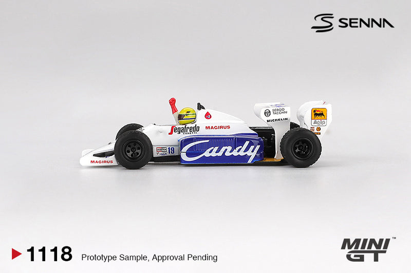 Chargez l&#39;image dans la visionneuse de la galerie, Toleman TG184 #19 Ayrton Senna 1984 Grand Prix de Monaco 2e place (LHD) MINI GT 1:64
