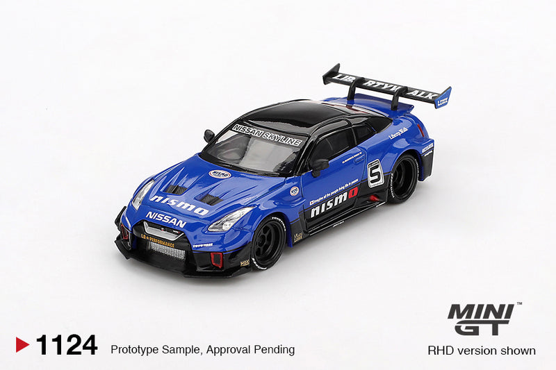 Chargez l&#39;image dans la visionneuse de la galerie, Nissan GTR R35 LB-SILHOUETTE WORKS GT BLEU 2025 (LHD) MINI GT 1:64
