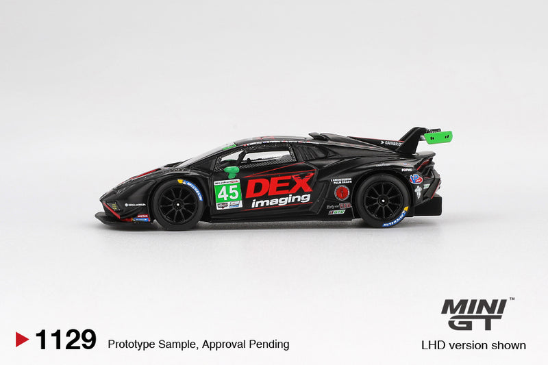 Laad de afbeelding in de Gallery-viewer, Lamborghini HURACAN GT3 EVO 2 #45 DEX IMAGING DAYTONA 24 UUR 2024 (LHD) MINI GT 1:64
