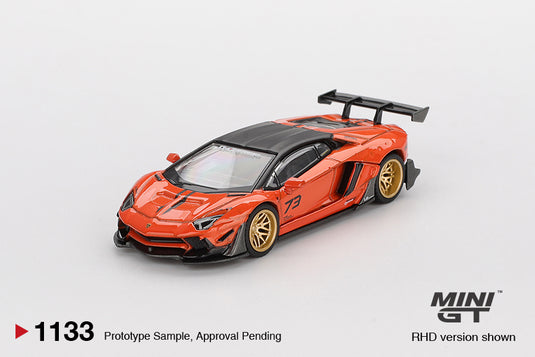 Lamborghini AVENTADOR LB- WORKS ÉDITION LIMITÉE ORANGE MDX 2025 (RHD) MINI GT 1:64