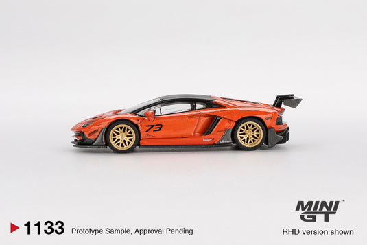 Lamborghini AVENTADOR LB- WORKS ÉDITION LIMITÉE ORANGE MDX 2025 (RHD) MINI GT 1:64