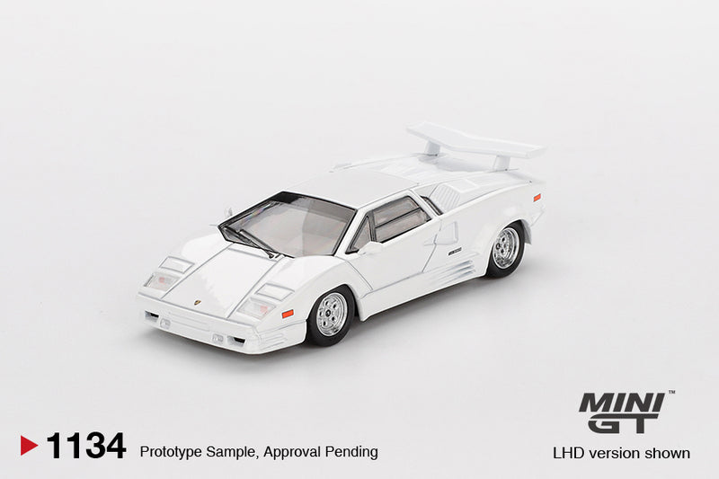 Chargez l&#39;image dans la visionneuse de la galerie, Lamborghini COUNTACH 25ÈME ANNIVERSAIRE BLANC 1989 (LHD) MINI GT 1:64
