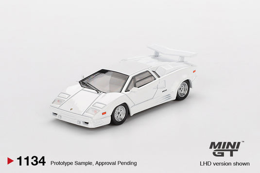 Lamborghini COUNTACH 25ÈME ANNIVERSAIRE BLANC 1989 (LHD) MINI GT 1:64