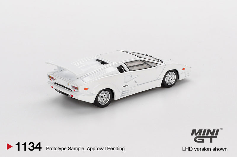 Chargez l&#39;image dans la visionneuse de la galerie, Lamborghini COUNTACH 25ÈME ANNIVERSAIRE BLANC 1989 (LHD) MINI GT 1:64
