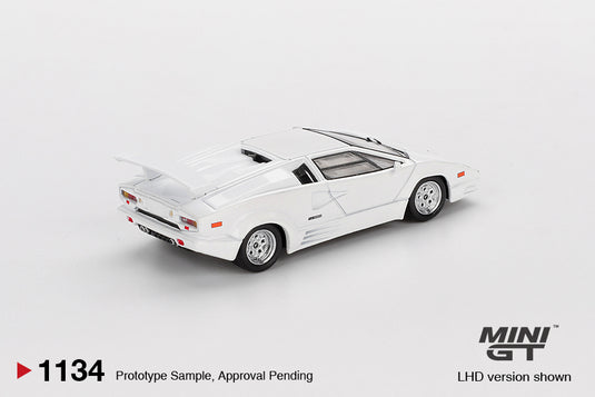 Lamborghini COUNTACH 25ÈME ANNIVERSAIRE BLANC 1989 (LHD) MINI GT 1:64