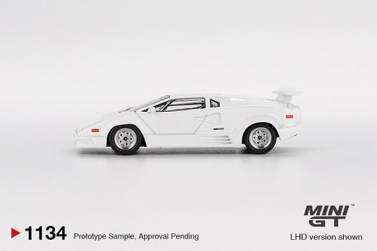 Lamborghini COUNTACH 25ÈME ANNIVERSAIRE BLANC 1989 (LHD) MINI GT 1:64
