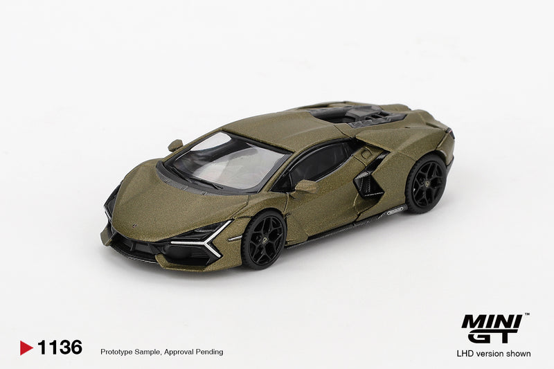 Laad de afbeelding in de Gallery-viewer, Lamborghini REVUELTO MAT GROEN 2023 (LHD) MINI GT 1:64
