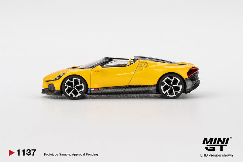 Load image into Gallery viewer, Bugatti W16 MISTRAL YELLOW 2023 (LHD) MINI GT 1:64
