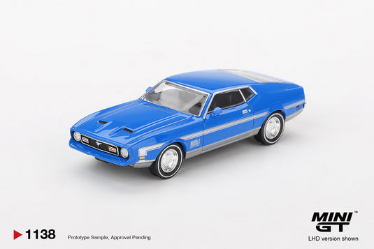 Ford MUSTANG MACH 1 BLEU GRABBER 1971 (LHD) MINI GT 1:64
