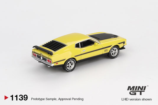Ford MUSTANG MACH 1 GRABBER GEEL 1971 (LHD) MINI GT 1:64