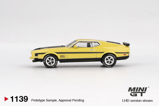 Ford MUSTANG MACH 1 GRABBER GEEL 1971 (LHD) MINI GT 1:64