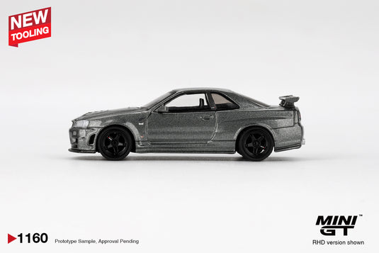 Nissan SKYLINE GTR (R34) DARK METAL GRAY NISMO CRS 1999 (RHD) MINI GT 1:64