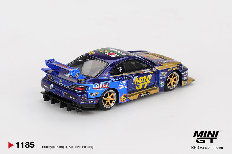 Laad de afbeelding in de Gallery-viewer, Nissan SILVIA S15 LB-SUPER SILHOUETTE #555 TEAM MINI GT LIBERTY WALK FORMULA DRIFT 2025 (RHD) MINI GT 1:64
