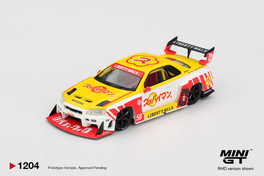 Nissan GTR (R34) LB-SUPER SILHOUETTE SKYLINE SUPPAIMAN OKINAWA 2025 (RHD) MINI GT 1:64