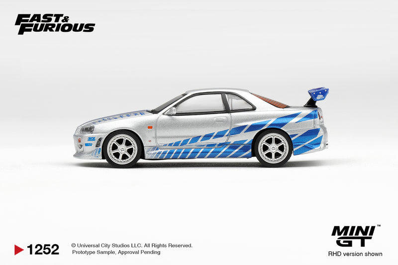 Load image into Gallery viewer, NISSAN SKYLINE GT-R (R34) C- WEST - 2 FAST 2 FURIOUS - BRIAN O'CONNER 2003 ‼️ONLY BLISTER PACK‼️ MINI GT 1:64
