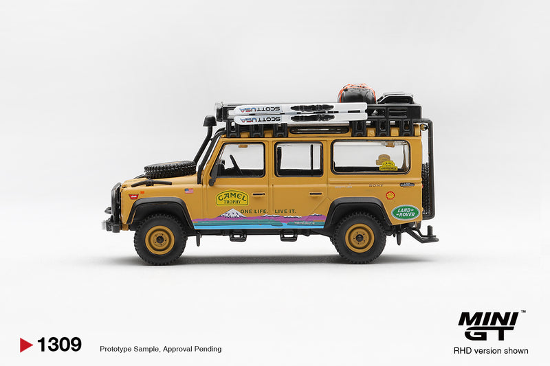 Chargez l'image dans la visionneuse de la galerie, LAND ROVER DEFENDER 110 CAMEL TROPHY ÉQUIPE USA TIERRA DEL FUEGO CT10 1998 MINI GT 1:64

