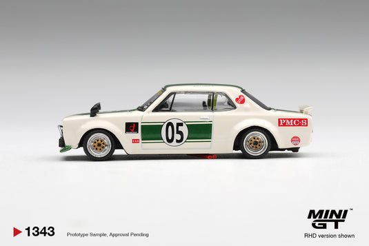 NISSAN SKYLINE GT-R (KPGC10) LB-WORKS HAKOSUKA BLANC-VERT 1971 MINI GT 1:64