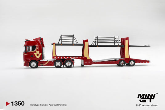 SCANIA 770S A6X4NA AUTOTRANSPORTER V8 50-JARIG JUBILEUM + RODE AUTOTRANSPORTER