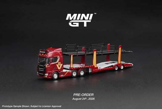 SCANIA 770S A6X4NA AUTOTRANSPORTER V8 50-JARIG JUBILEUM + RODE AUTOTRANSPORTER
