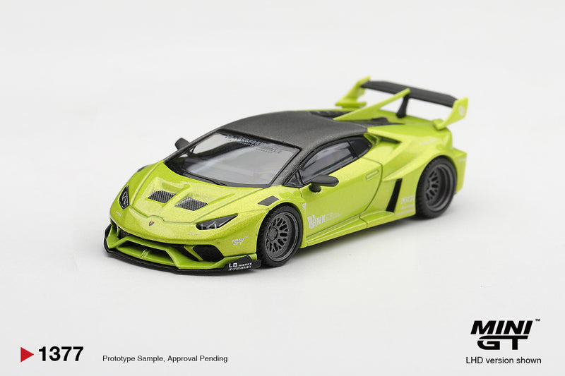 Laad de afbeelding in de Gallery-viewer, LAMBORGHINI HURACAN LB★WORKS LIME METALLIC 2023 MINI GT 1:64
