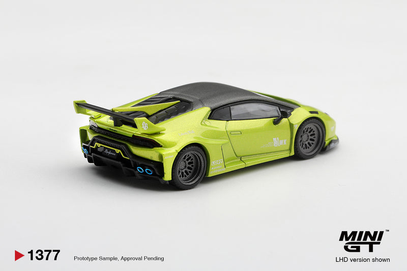 Laad de afbeelding in de Gallery-viewer, LAMBORGHINI HURACAN LB★WORKS LIME METALLIC 2023 MINI GT 1:64

