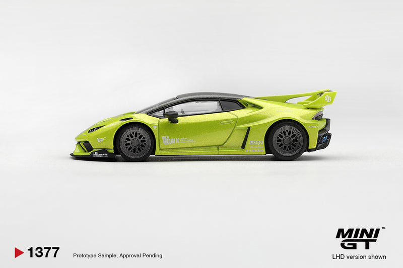 Laad de afbeelding in de Gallery-viewer, LAMBORGHINI HURACAN LB★WORKS LIME METALLIC 2023 MINI GT 1:64
