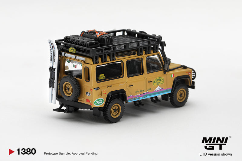 Load image into Gallery viewer, LAND ROVER DEFENDER 110 CAMEL TROPHY TEAM ITALY TIERRA DEL FUEGO CT24 1998 MINI GT 1:64
