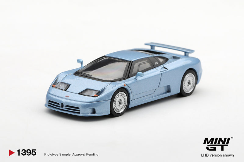 Chargez l'image dans la visionneuse de la galerie, BUGATTI EB110 GT AZZURRO METALLIZZATO MONDIAL DE L'AUTOMOBILE 1992 MINI GT 1:64
