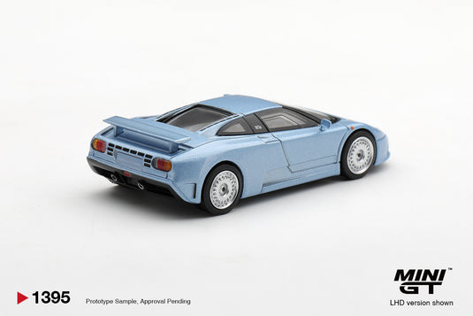 BUGATTI EB110 GT AZZURRO METALLIZZATO MONDIAL DE L'AUTOMOBILE 1992 MINI GT 1:64