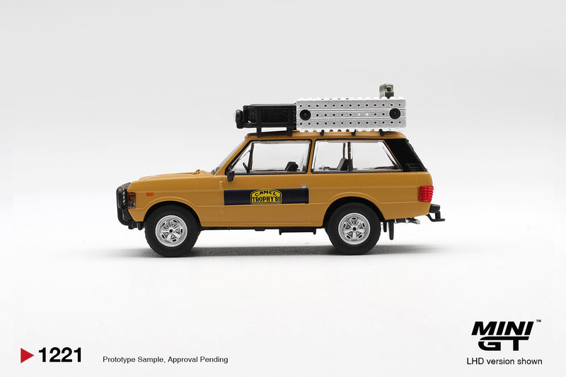 Laad de afbeelding in de Gallery-viewer, LAND ROVER RANGE ROVER CAMEL TROPHY K.STOPPA &amp; A.VALLDORF SUMATRA 1981 (LHD) MINI GT 1:64
