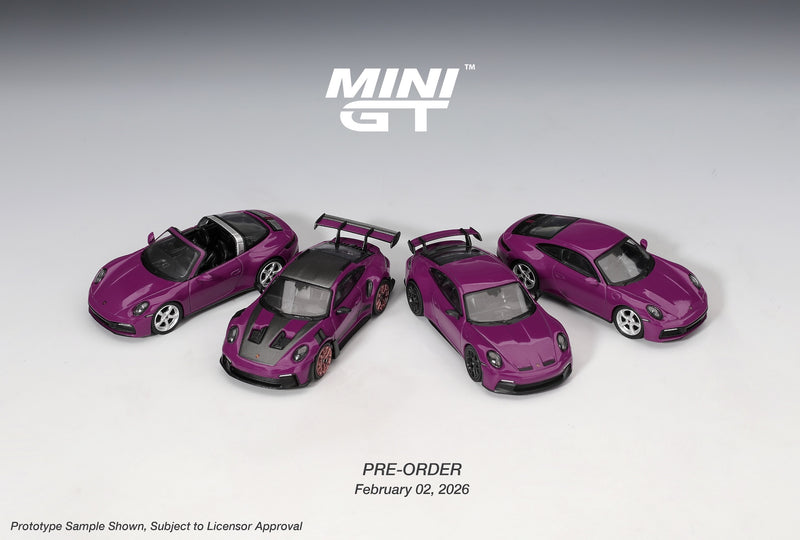 Load image into Gallery viewer, ‼️LIMITED EDITION‼️ Porsche 911 (992) RUBYSTONE RED 4 CARS SET 2025 MINI GT 1:64
