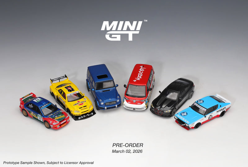 Laad de afbeelding in de Gallery-viewer, NISSAN GTR (R34) SKYLINE SUPER SILHOUETTE SPORT GEEL 2025 (RHD) MINI GT 1:64
