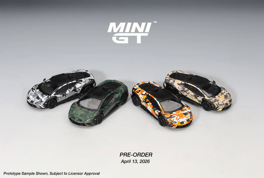 ‼️ÉDITION LIMITÉE‼️ LAMBORGHINI HURACAN STERRATO ALL TERRAIN ENSEMBLE DE 4 VOITURES 2025 MINI GT 1:64