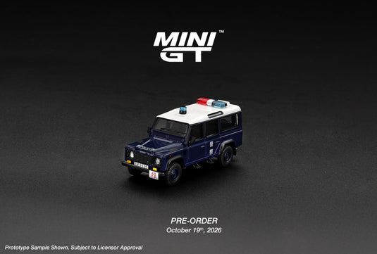 LAND ROVER DEFENDER 110 ROYAL HK POLICE TAI PO DISTRICT HK EXCLUSIVE ‼️UNIQUEMENT EN BLISTER PACK‼️ MINI GT 1:64