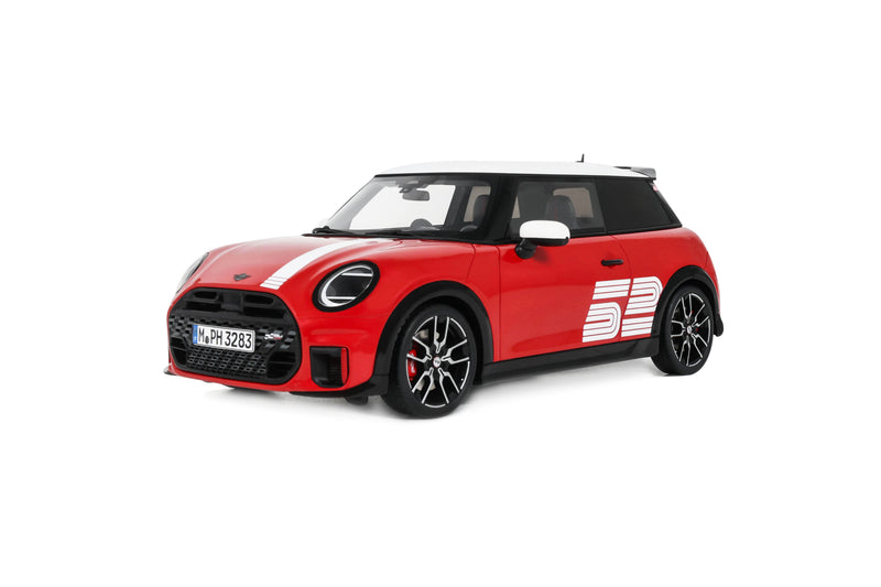 Laad de afbeelding in de Gallery-viewer, MINI COOPER JCW 1965 VICTORY EDITION CHILI ROOD 2026 OTTOmobile 1:18

