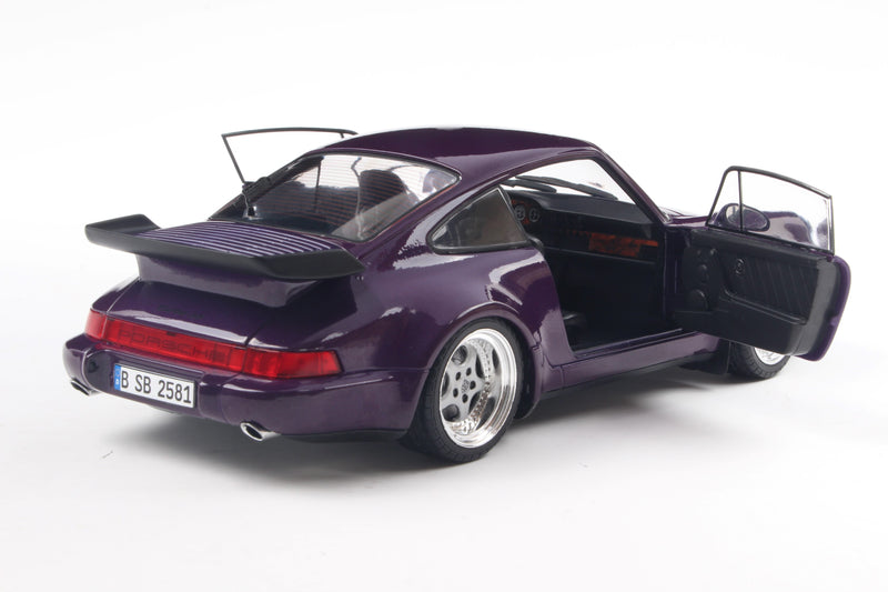 Laad de afbeelding in de Gallery-viewer, Porsche 911 (964) TURBO PAARS-BLAUW METALLIC 1990 SOLIDO 1:18
