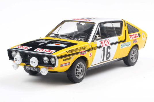 Renault 17 PH.1 JAUNE #23 PRIVE/ TILBERT RALLYE DU MAROC 1976 SOLIDO 1:18
