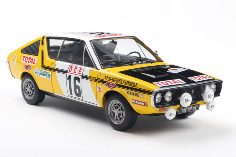 Chargez l&#39;image dans la visionneuse de la galerie, Renault 17 PH.1 JAUNE #23 PRIVE/ TILBERT RALLYE DU MAROC 1976 SOLIDO 1:18
